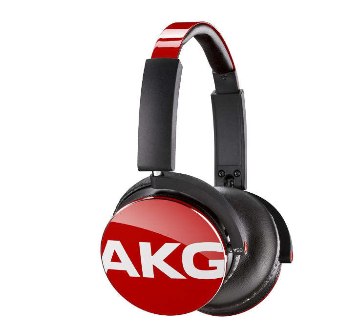 AKG Y50 Headphones by HARMAN RED On-Ear with In-Line One-Button Universal Remote/Microphone